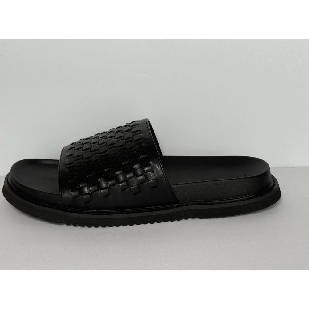 Steve Madden P-ONYX Black Woven Slide Sandals Men's Size 11M EUC Comfort Travel